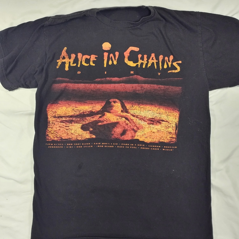 Alice in Chains Dirt Vintage Black Graphic T-Shirt Mens Small Short Sleeve